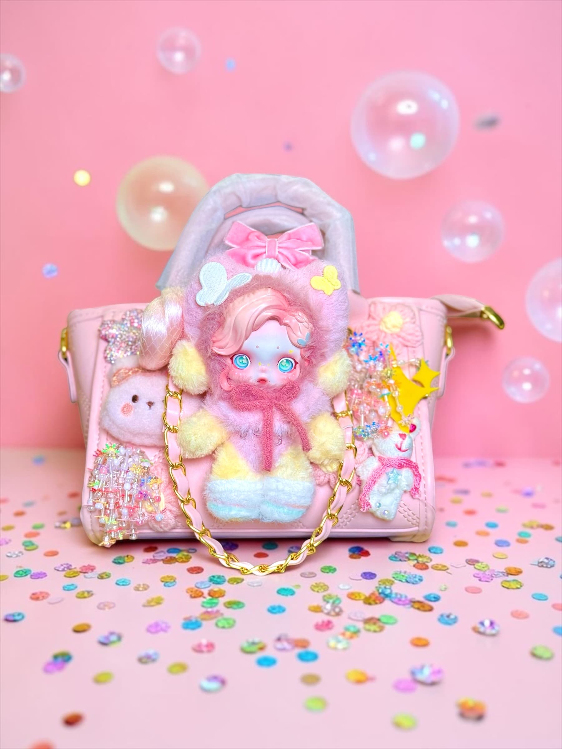 Fluttershy Skullpanda Cute Pink Crossbody Bag